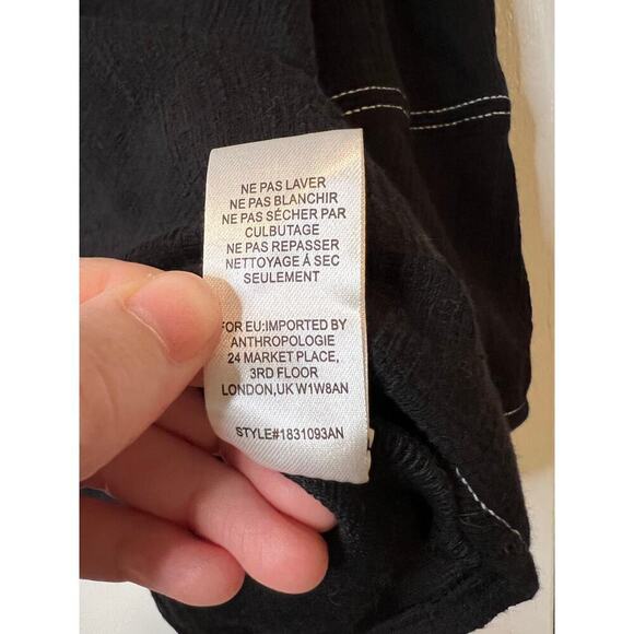Anthropologie Current Air Delilah Structured Top Black White Top Stitch Size M - Picture 7 of 8